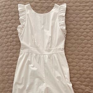 🌿 1901 White Ruffle Sleeve Jumpsuit | Size 10 | Pockets | Summer Chic